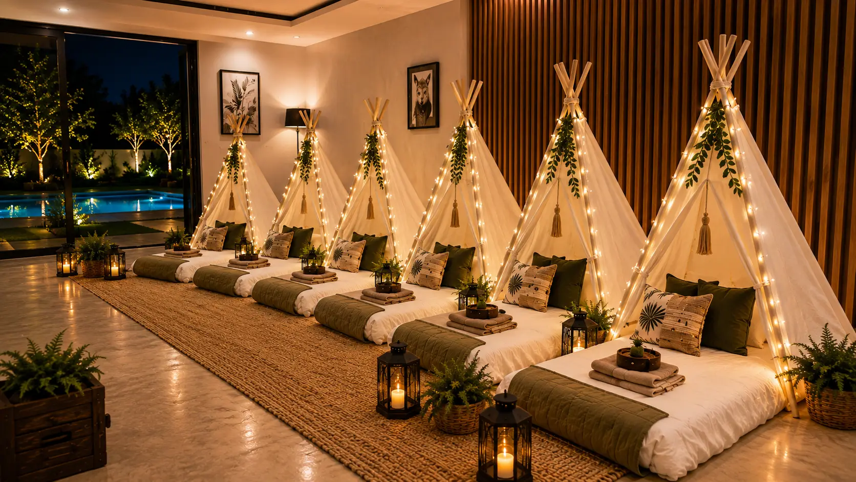 Enchanted Garden teepee slumber party theme